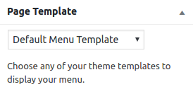 Screenshot of the page template selection for menus