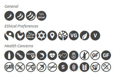 Screenshot of all menu item flag icons