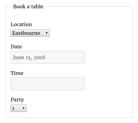 Screenshot showing location field in booking form