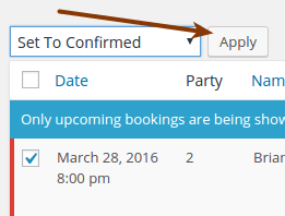 Screenshot of confirming a booking