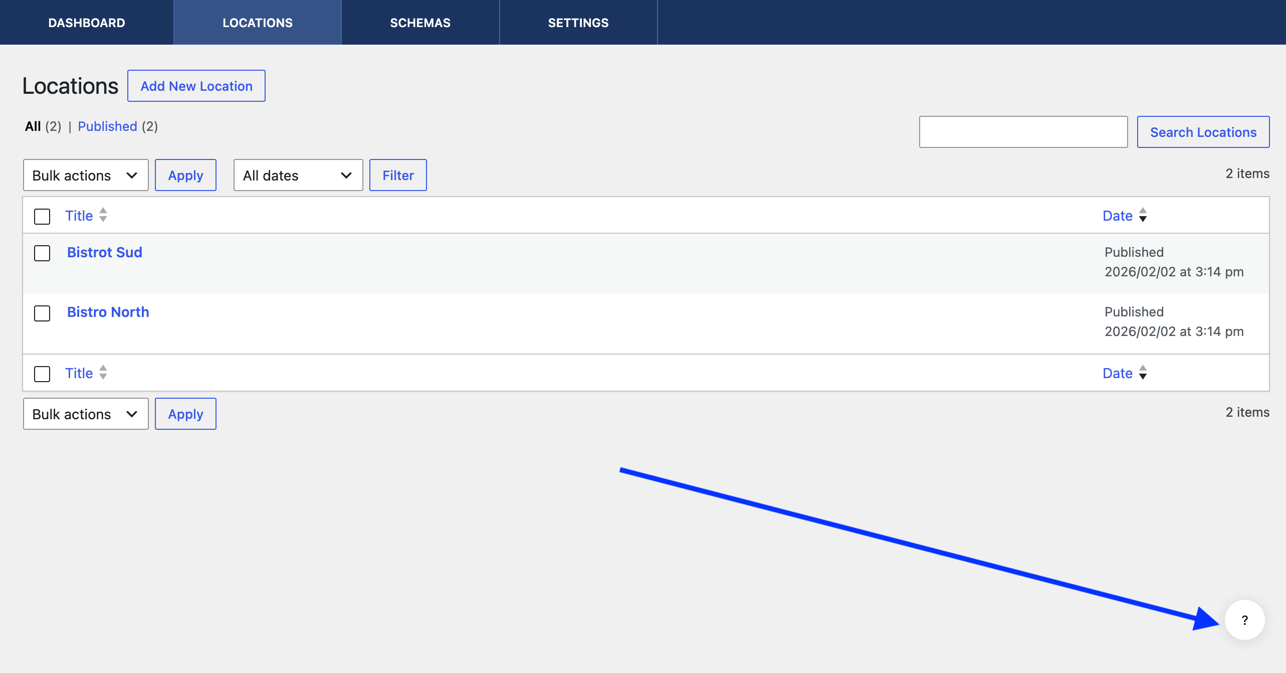 Screenshot of the AI Admin Assistance help button