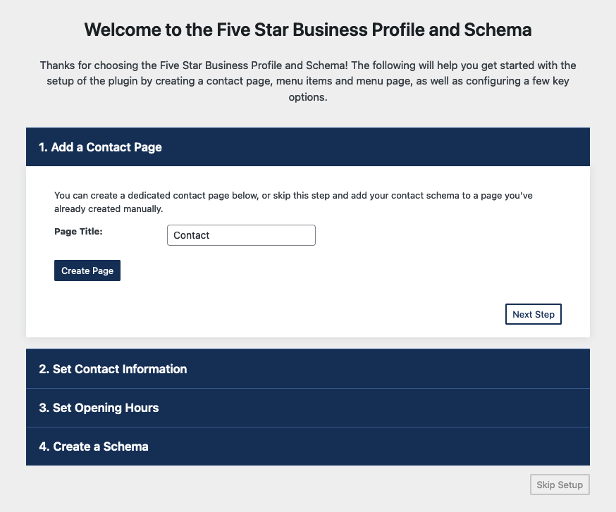 Screenshot of the Five Star Business Profile and Schema walk-through