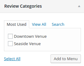 Screenshot of adding a link to a review category
