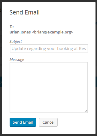 Screenshot showing the Send Email form
