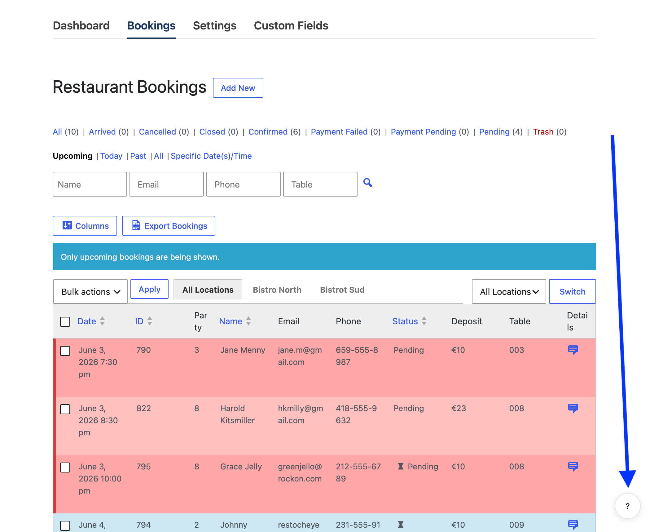 Screenshot of the AI Admin Assistance help button