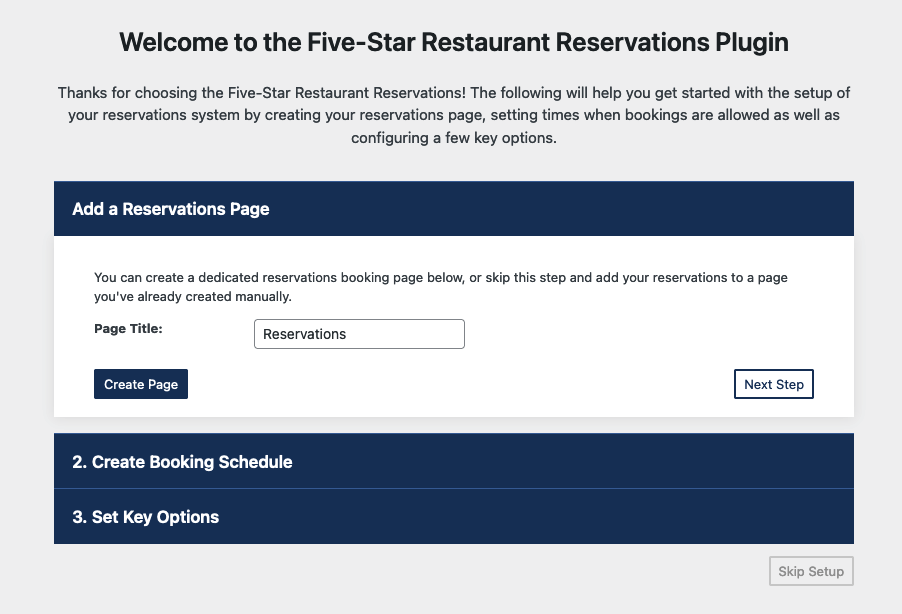 Screenshot of the Five Star Restaurant Reservations walk-through