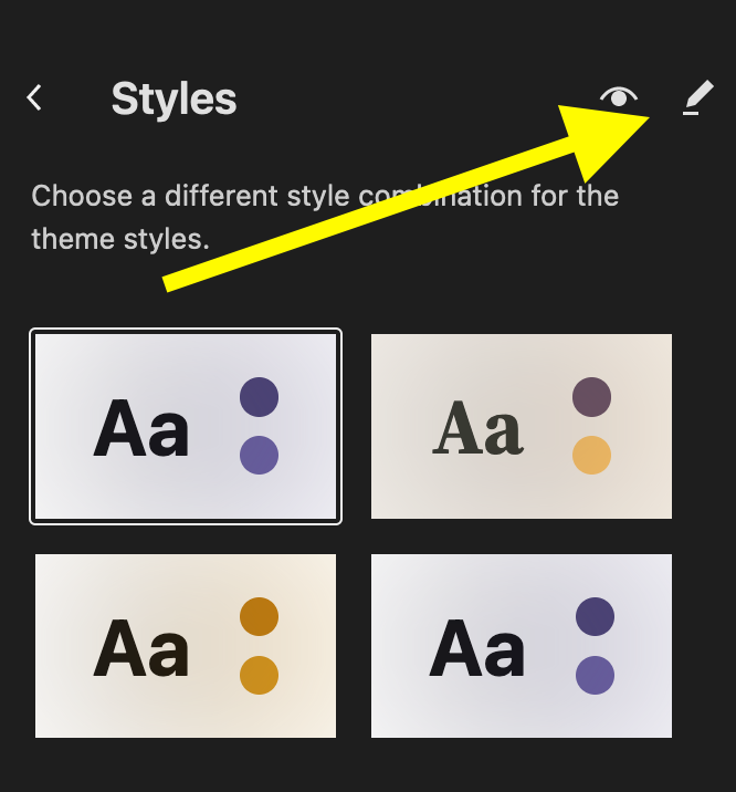 Screenshot of the Styles edit icon